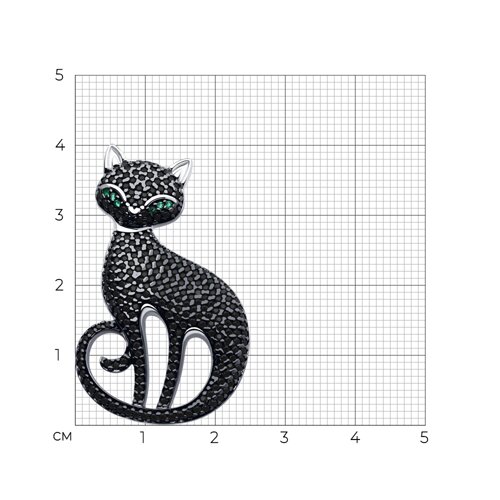 Брошь из серебра с фианитами из серебро — вид 4