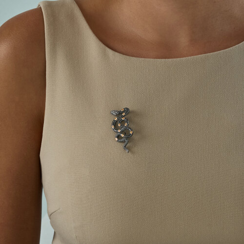 Брошь из золочёного серебра с фианитами из серебро — вид 3