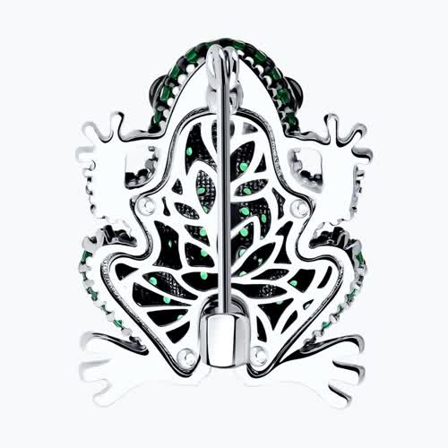 Брошь из серебра с фианитами и эмалью из серебро — вид 2