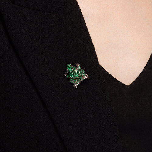 Брошь из серебра с фианитами и эмалью из серебро — вид 3