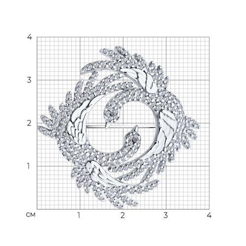Брошь из серебра с фианитами из серебро — вид 4