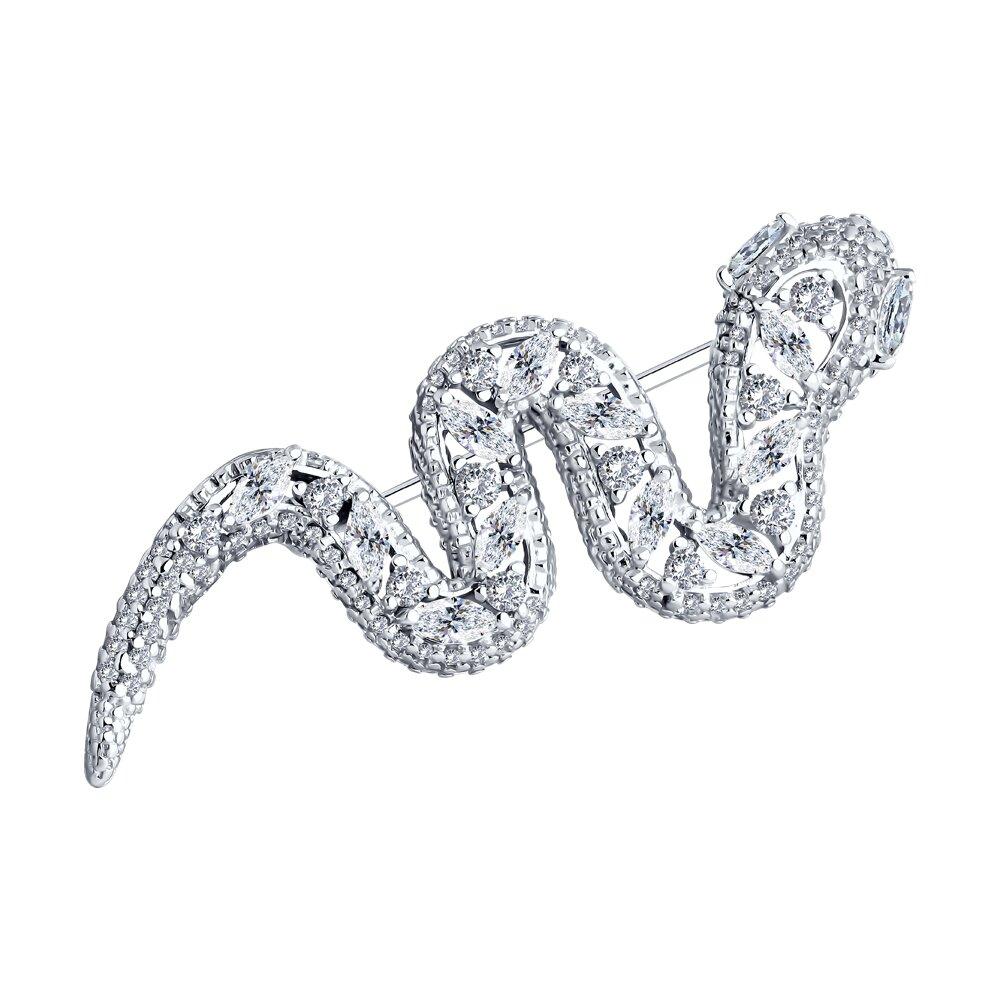 Брошь из серебра с фианитами - видео на модели