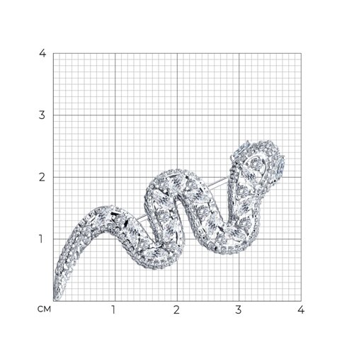 Брошь из серебра с фианитами из серебро — вид 4