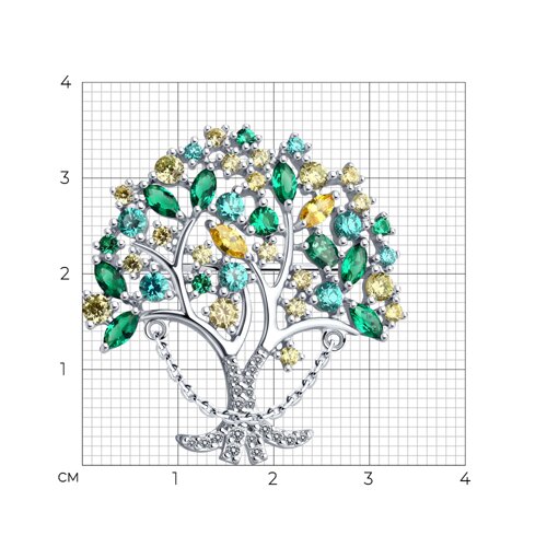 Брошь из серебра с фианитами из серебро — вид 4