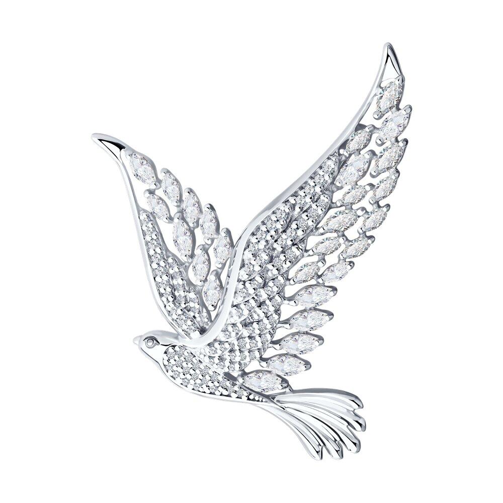 Брошь из серебра с фианитами - видео на модели