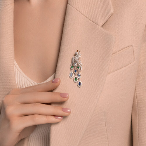 Брошь из золочёного серебра с фианитами из серебро — вид 3