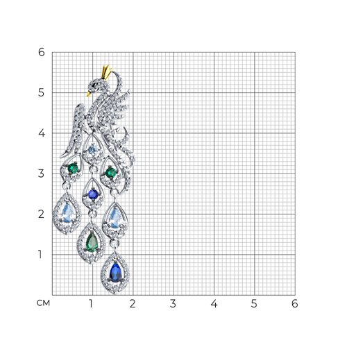 Брошь из золочёного серебра с фианитами из серебро — вид 4