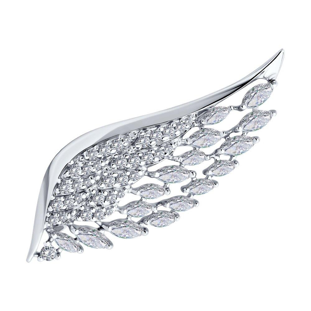 Брошь из серебра с фианитами - видео на модели