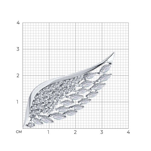 Брошь из серебра с фианитами из серебро — вид 5