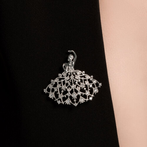 Брошь из серебра с фианитами из серебро — вид 3