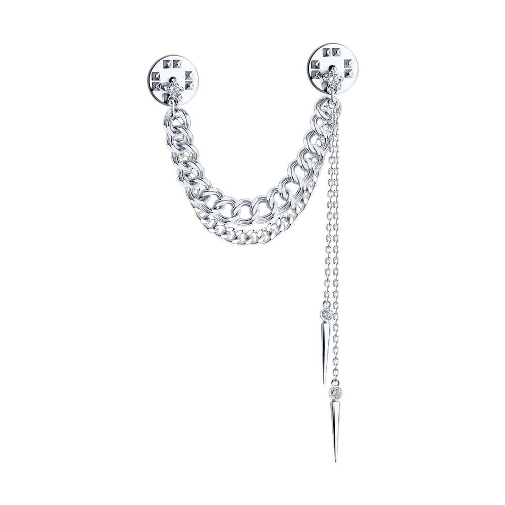 Брошь из серебра с фианитами - видео на модели