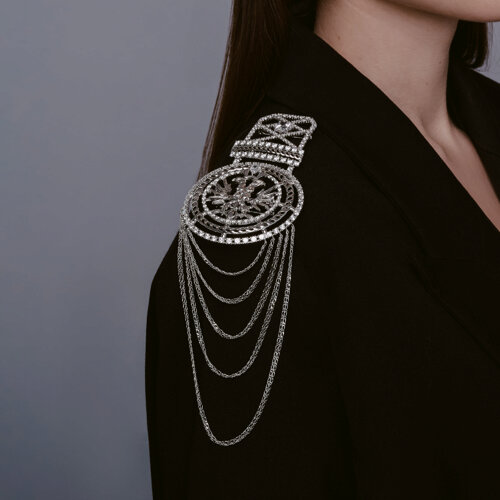 Брошь из серебра с фианитами из серебро — вид 3