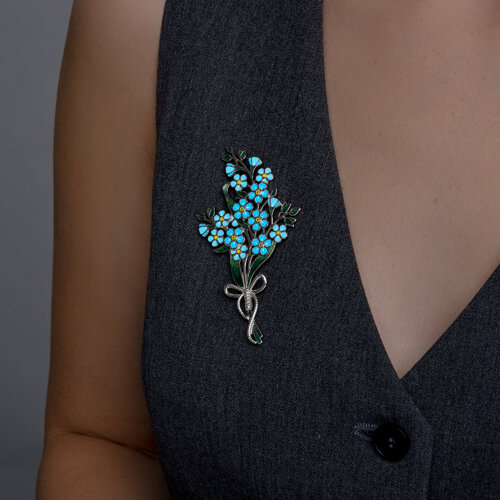 Брошь из серебра с эмалью из серебро — вид 3