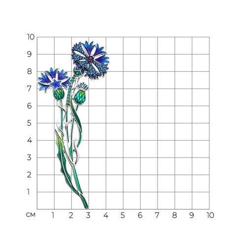 Брошь из серебра с фианитами и эмалью из серебро — вид 4