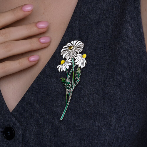 Брошь из серебра с фианитами и эмалью из серебро — вид 3