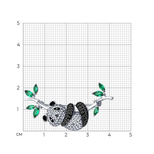 Брошь из серебра с фианитами и эмалью из серебро — вид 4