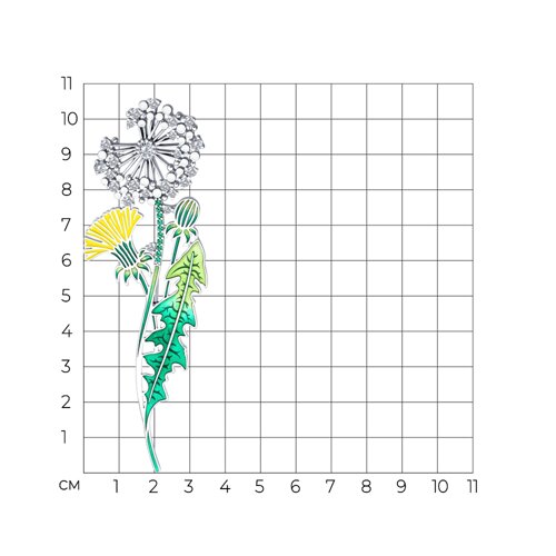 Брошь из серебра с фианитами и эмалью из серебро — вид 4