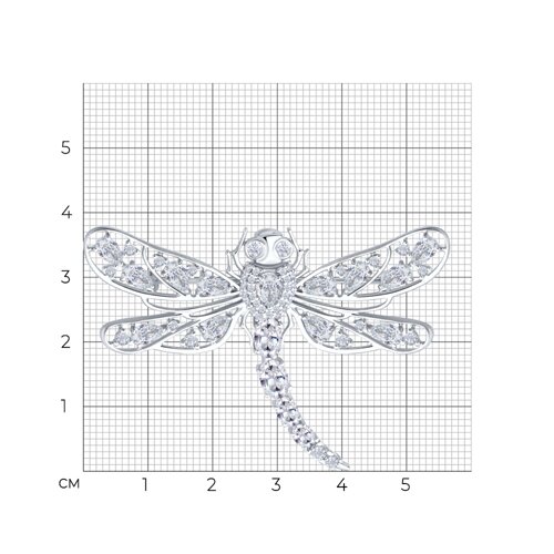 Брошь из серебра с фианитами из серебро — вид 5