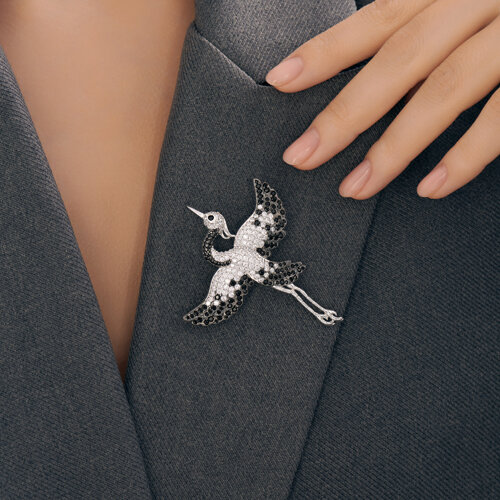 Брошь из серебра с фианитами из серебро — вид 3