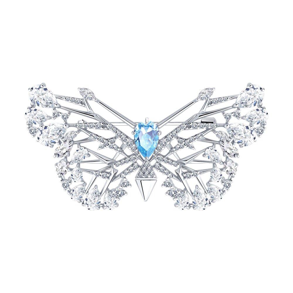 Брошь из серебра с фианитами - видео на модели