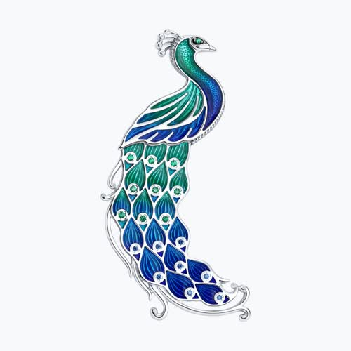 Брошь из серебра с фианитами и эмалью - видео на модели