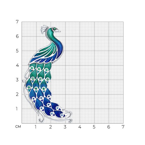 Брошь из серебра с фианитами и эмалью из серебро — вид 3