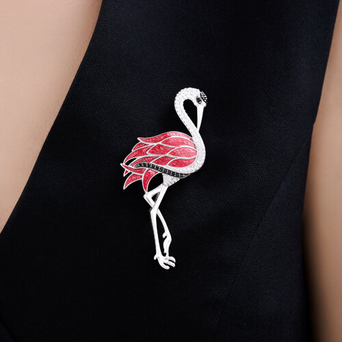 Брошь из серебра с фианитами и эмалью из серебро — вид 3