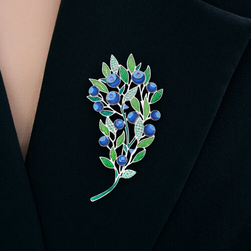 Брошь из серебра с фианитами и эмалью из серебро — вид 3