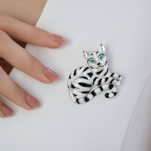 Брошь из серебра с фианитами и эмалью из серебро — вид 2