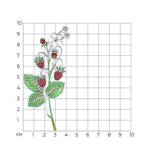 Брошь из серебра с фианитами и эмалью из серебро — вид 3