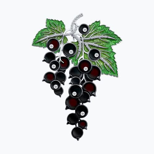 Брошь из серебра с фианитами и эмалью - видео на модели