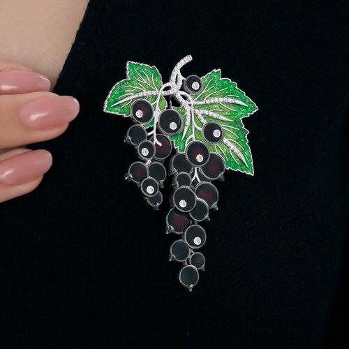 Брошь из серебра с фианитами и эмалью из серебро — вид 3