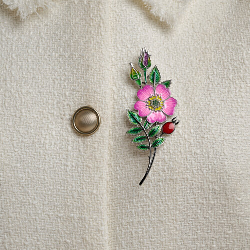 Брошь из серебра с фианитами и эмалью из серебро — вид 3