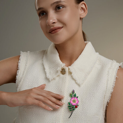 Брошь из серебра с фианитами и эмалью из серебро — вид 4