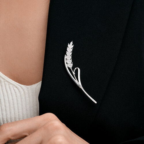 Брошь из серебра с фианитами из серебро — вид 3