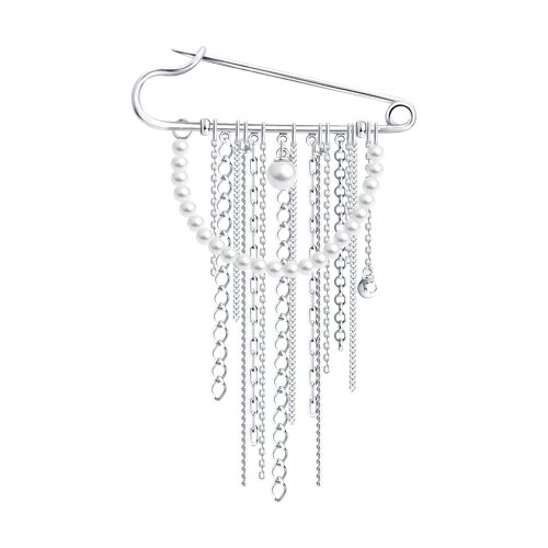 Брошь из серебра с синтетическим жемчугом - видео