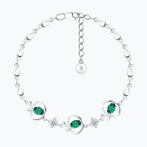 Браслет из серебра с зелеными фианитами - видео на модели