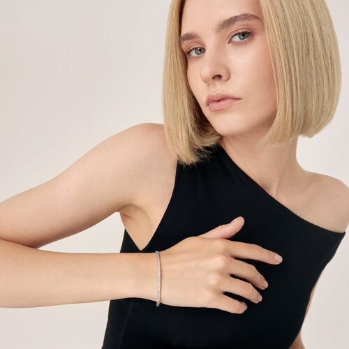 Белый браслет из серебра с фианитами из серебро — вид 4