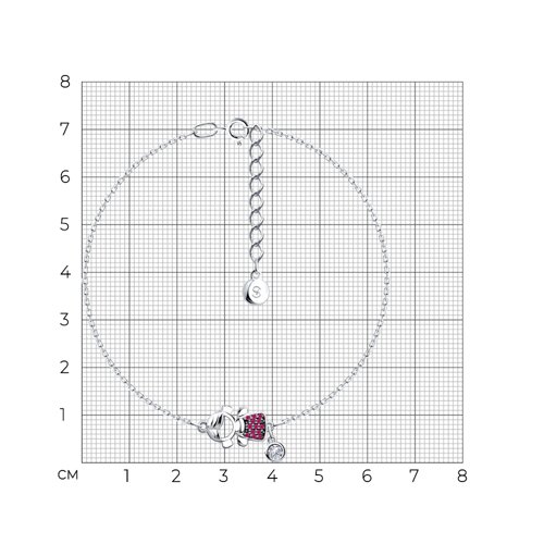 Браслет из серебра с бесцветным и красными фианитами из серебро — вид 5