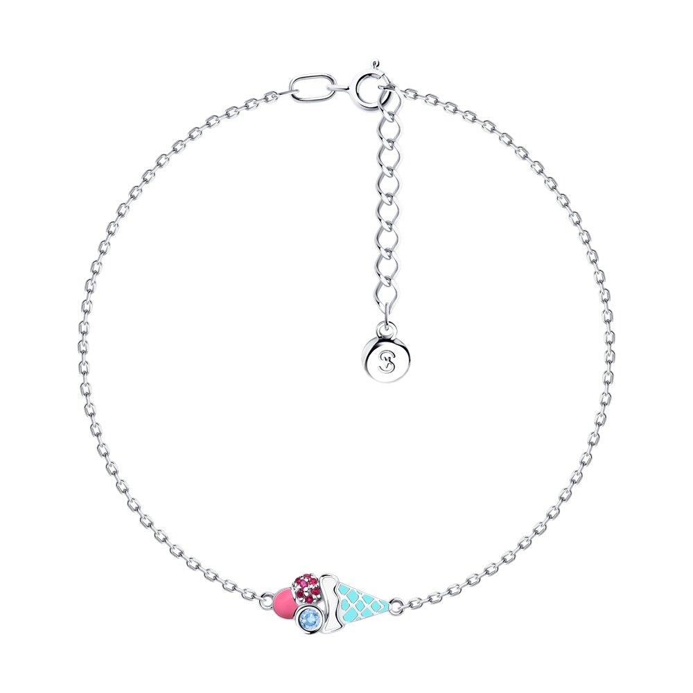 Браслет из серебра с эмалью и фианитами - видео на модели