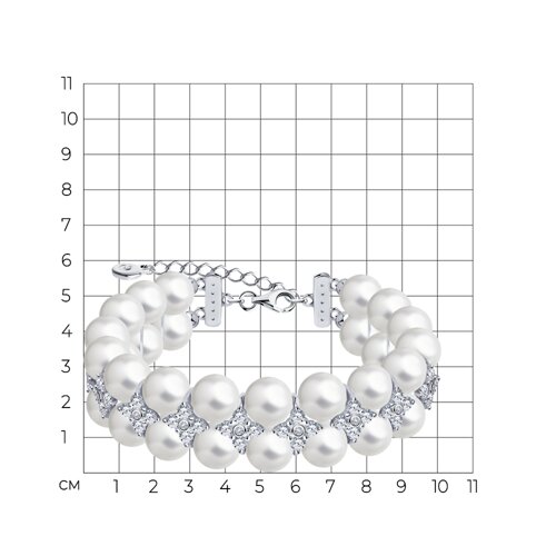 Браслет из серебра с жемчугом и фианитами из серебро — вид 2