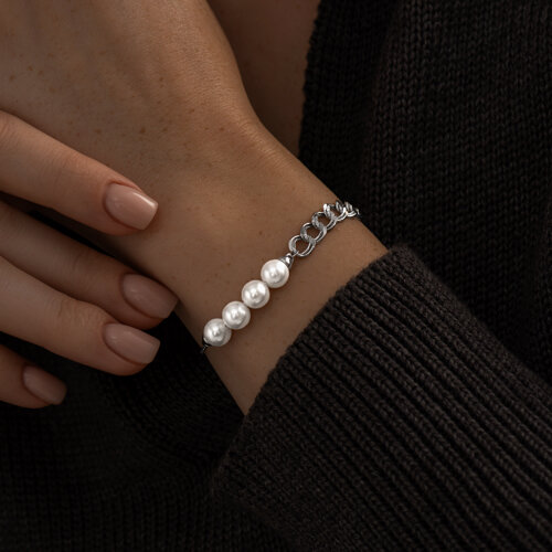 Браслет из серебра с жемчугом из серебро — вид 3
