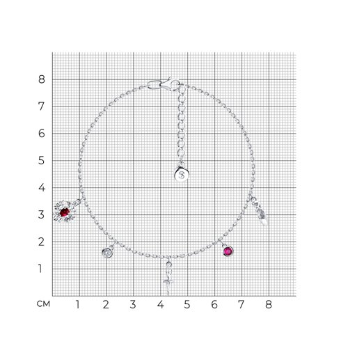 Браслет из серебра с корундами и фианитом из серебро — вид 5