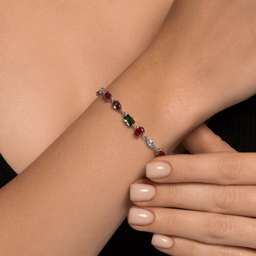 Браслет из серебра с корундами и фианитами из серебро — вид 3