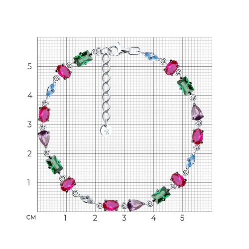 Браслет из серебра с корундами и фианитами из серебро — вид 4