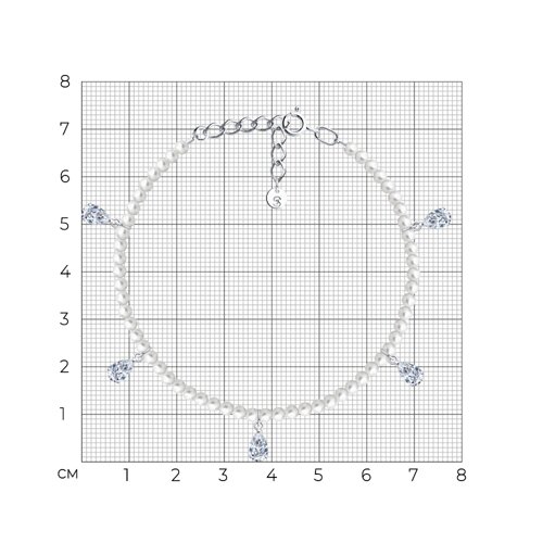 Браслет из серебра с синтетическим жемчугом и фианитами из серебро — вид 4