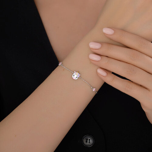 Браслет из  серебра с фианитами и эмалью из серебро — вид 4