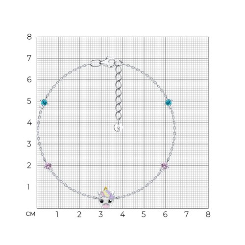 Браслет из  серебра с фианитами и эмалью из серебро — вид 5