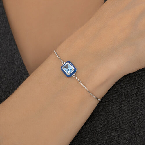 Браслет из серебра с фианитом и эмалью из серебро — вид 4