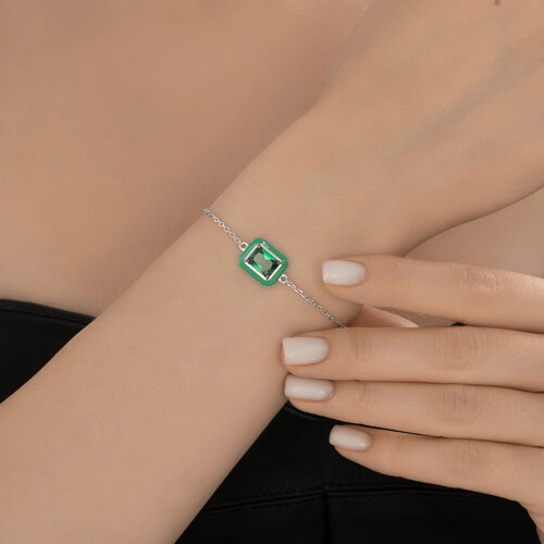 Браслет из серебра с фианитом и эмалью из серебро — вид 4